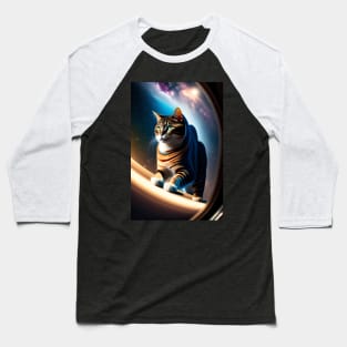 Funny cute cat in space graphic design artwork Baseball T-Shirt